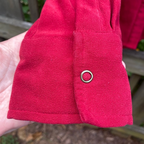90s Red Suede-Like Button-Up Shirt | Vintage Western Snap | Fall Boho Layering - Picture 9 of 9